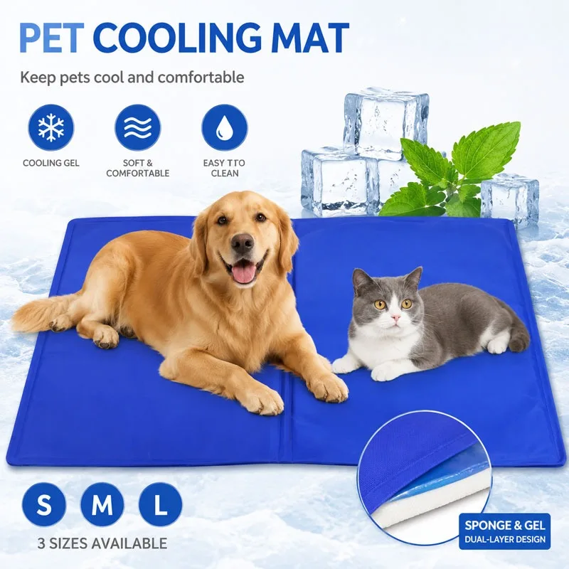 Summer Pet Cooling Mat Cooling Gel Sponge Foldable Dogs Cats Sleeping Pad Wear-Resistant Waterproof 1005012474085598