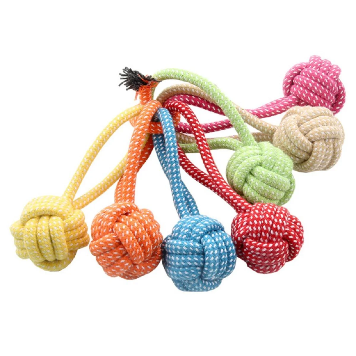 Dog Toy Chew Cotton Rope Teeth Clean Ball Rope Toys Ball Tough Rope Tug of War & Fetching Random 1005012475034934