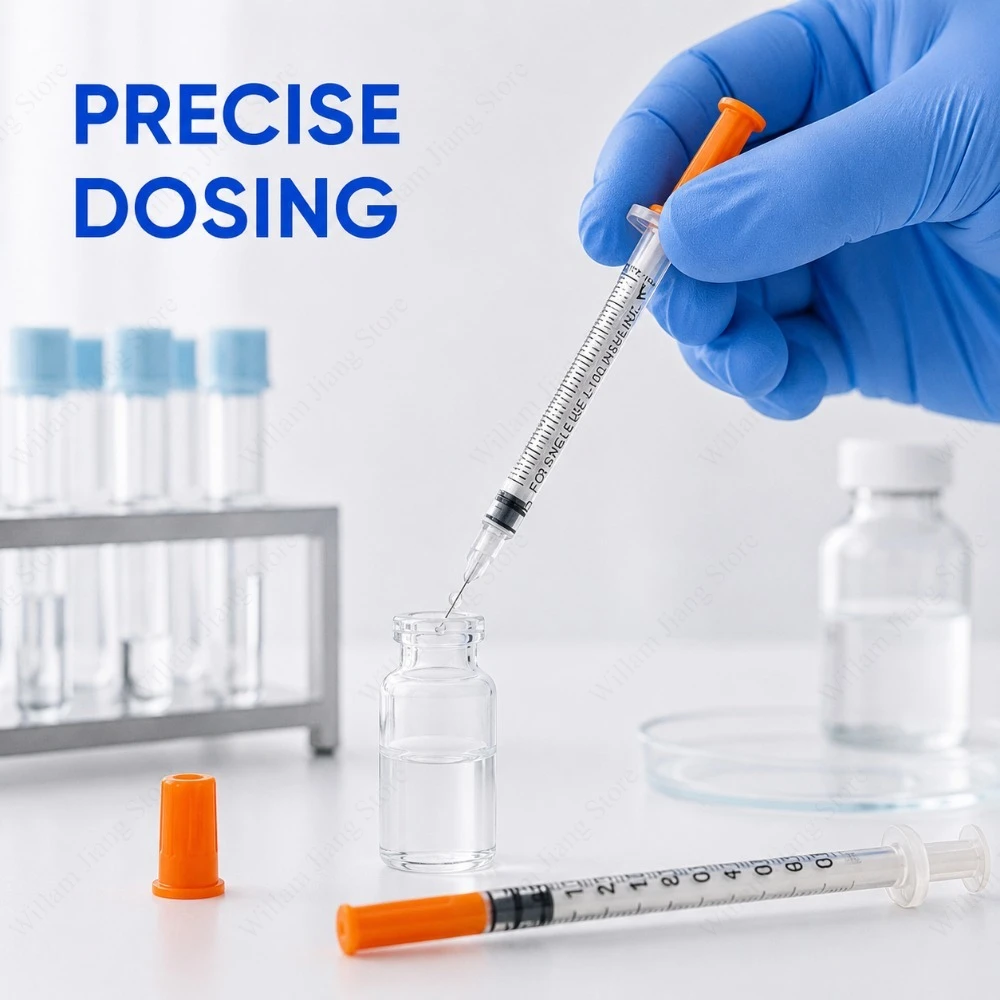 0.5/1ml Sterile Disposable Syringe Equipped with Orange Cap Needles Veterinary Plastic Tool for Pet 1005012476110814