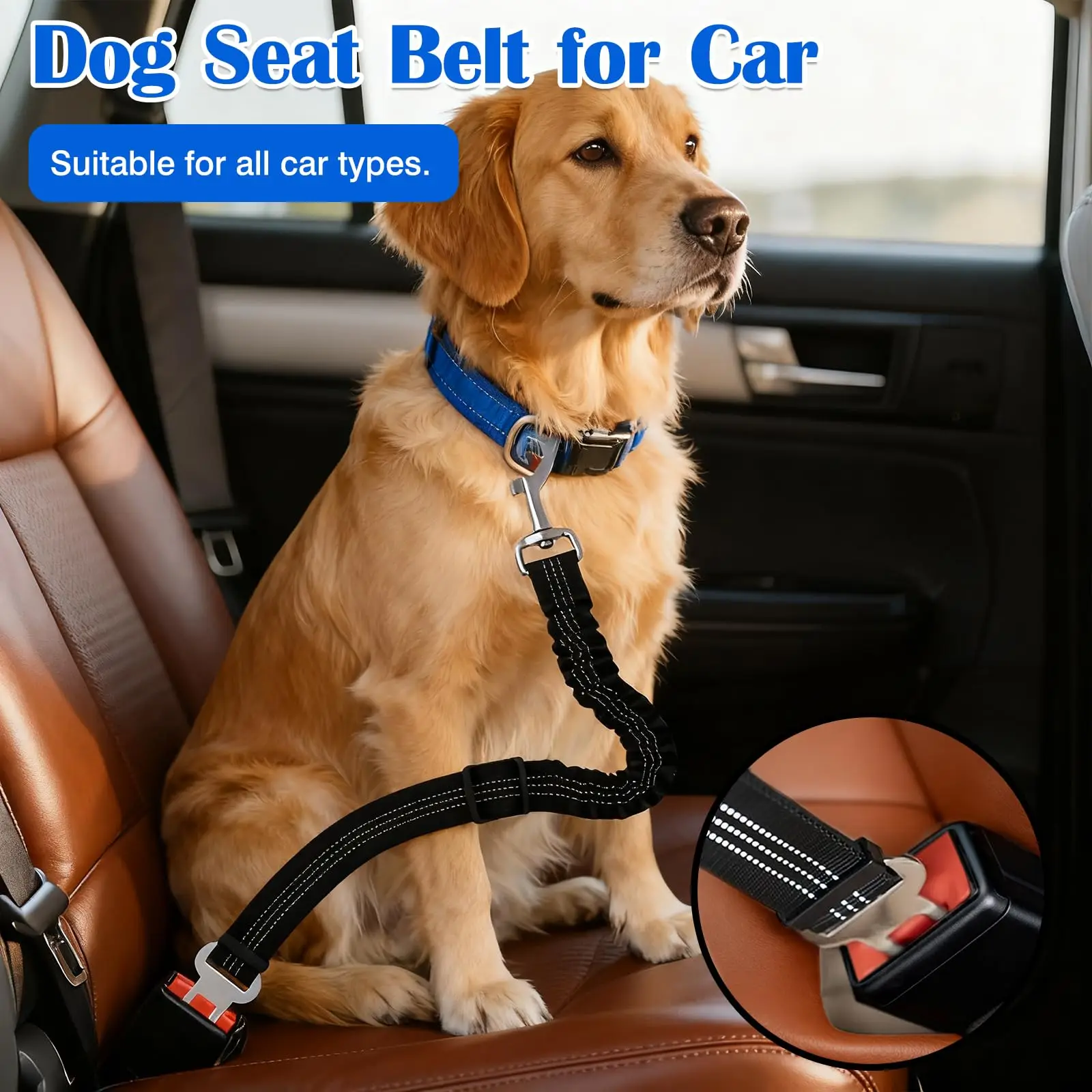 High Grade Dog Car Safety Belt Dog with Damping Belt and Reflective Line Adjustable 1005012478355849