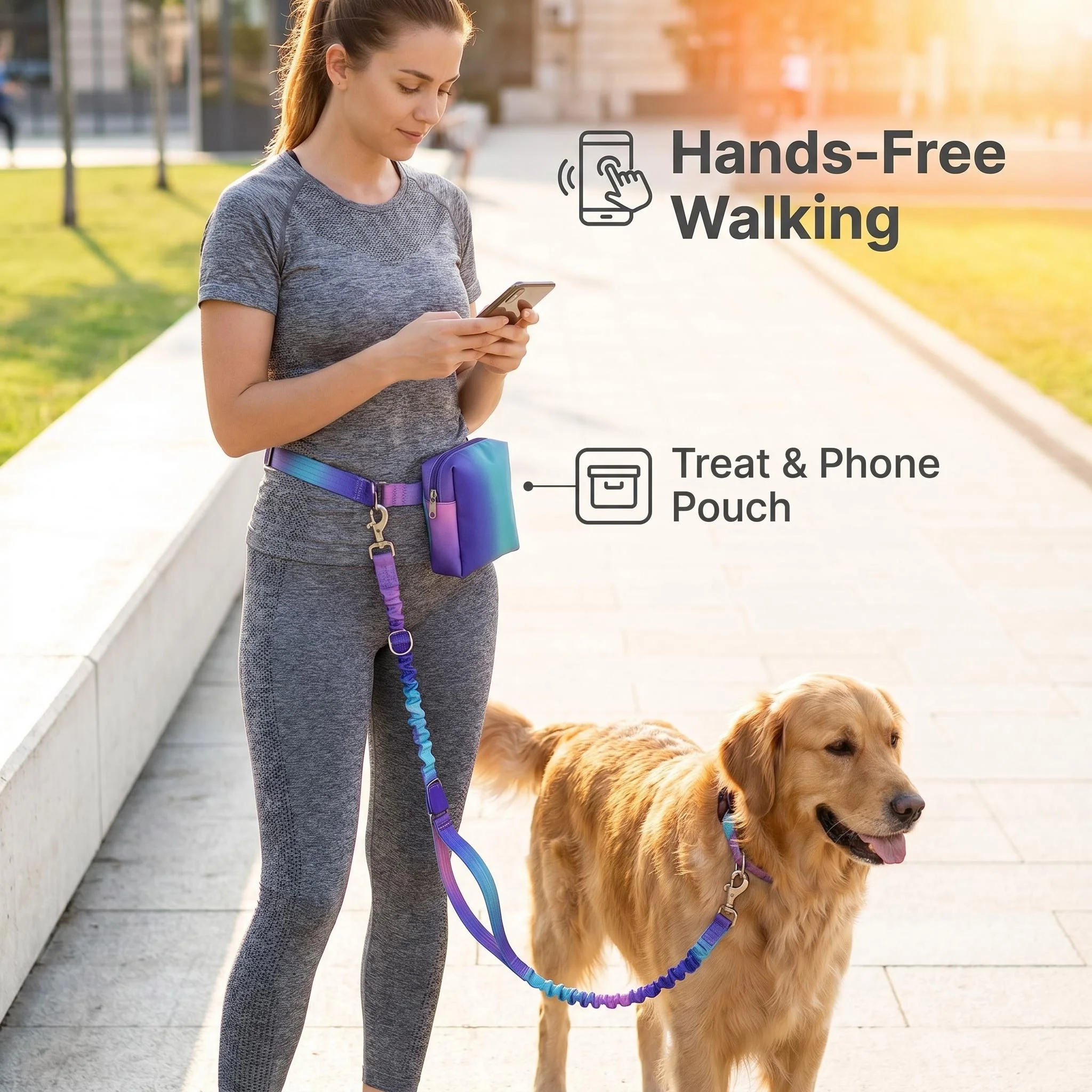 Gradient Hands Free Multi Mode Dog Leash Set for Daily City Walks Outdoor Camping Road Trips 1005012479002321