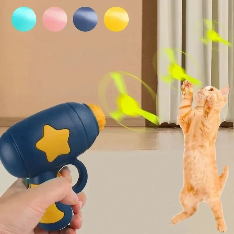Mini Flying Disc Gun Cat Toy Interactive Launch Plaything Kitten Chasing Training Fun Pet 1005012479743362