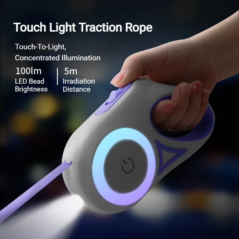 Retractable LED Dog Leash Auto Flash Light Up Pet Walking Leash Nylon Extendable Puppy Traction 1005012479825897