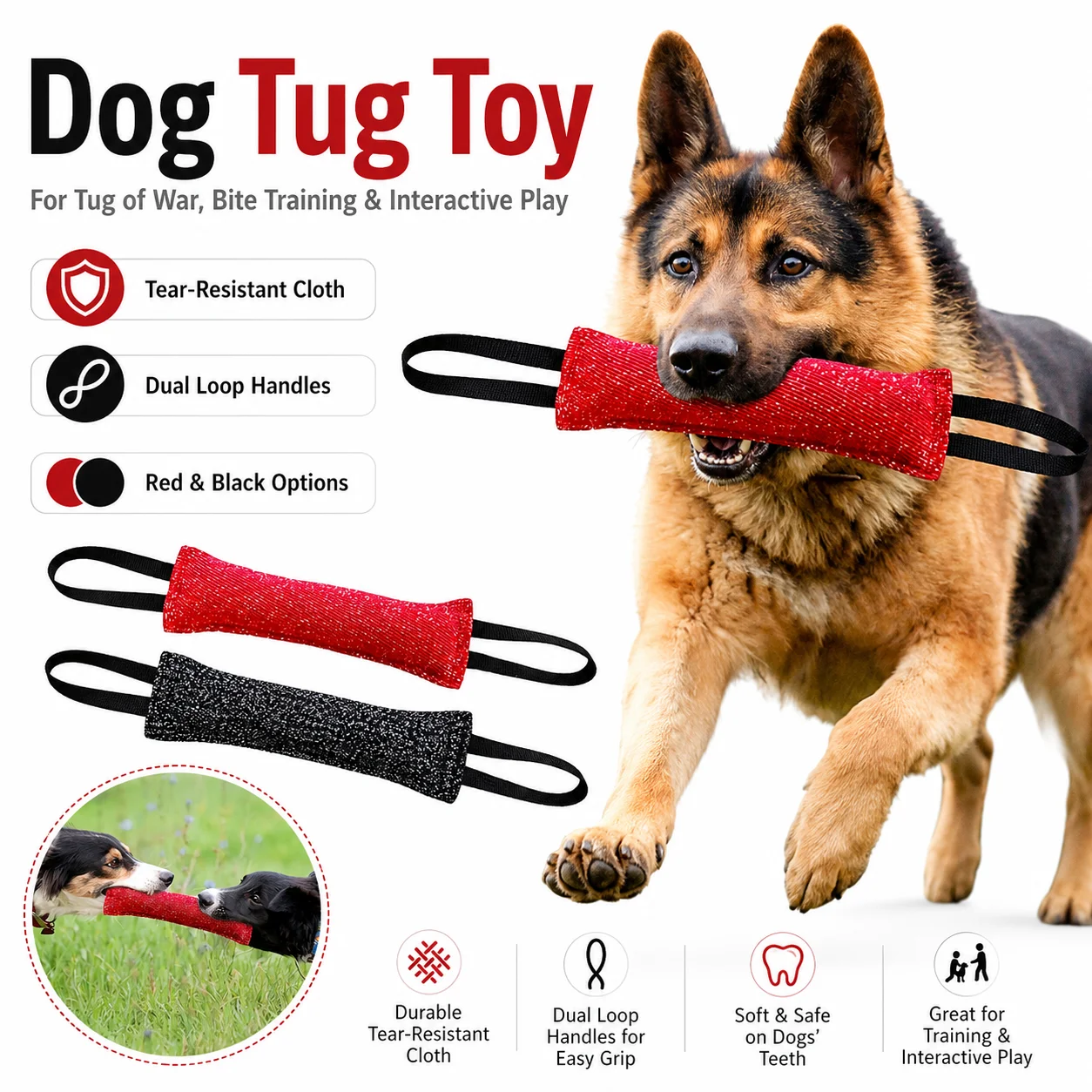 Interactive Dog Tug Toy Chew Pillow for Tug of War Puppy Training Bite Toy Outdoor Play Exercise 1005012480655903