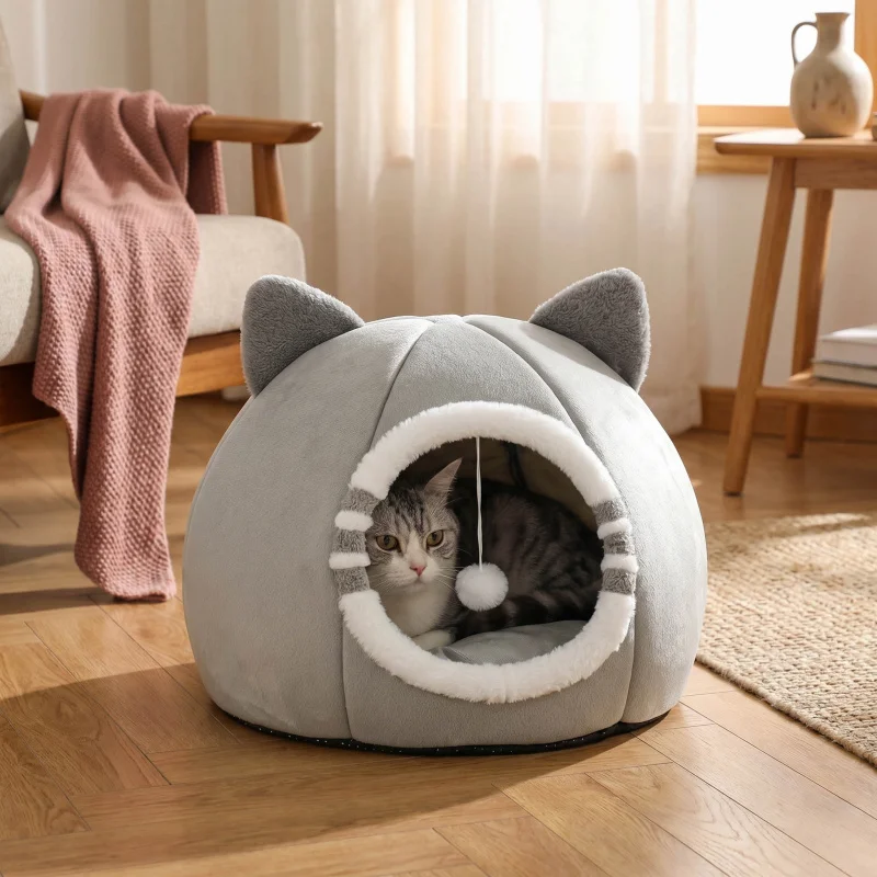 Deep Sleeping Cat Bed Cave Nest with Soft Mat Bed for Cats Pet Products Bag Sofa Pet House Dog 1005012480733575
