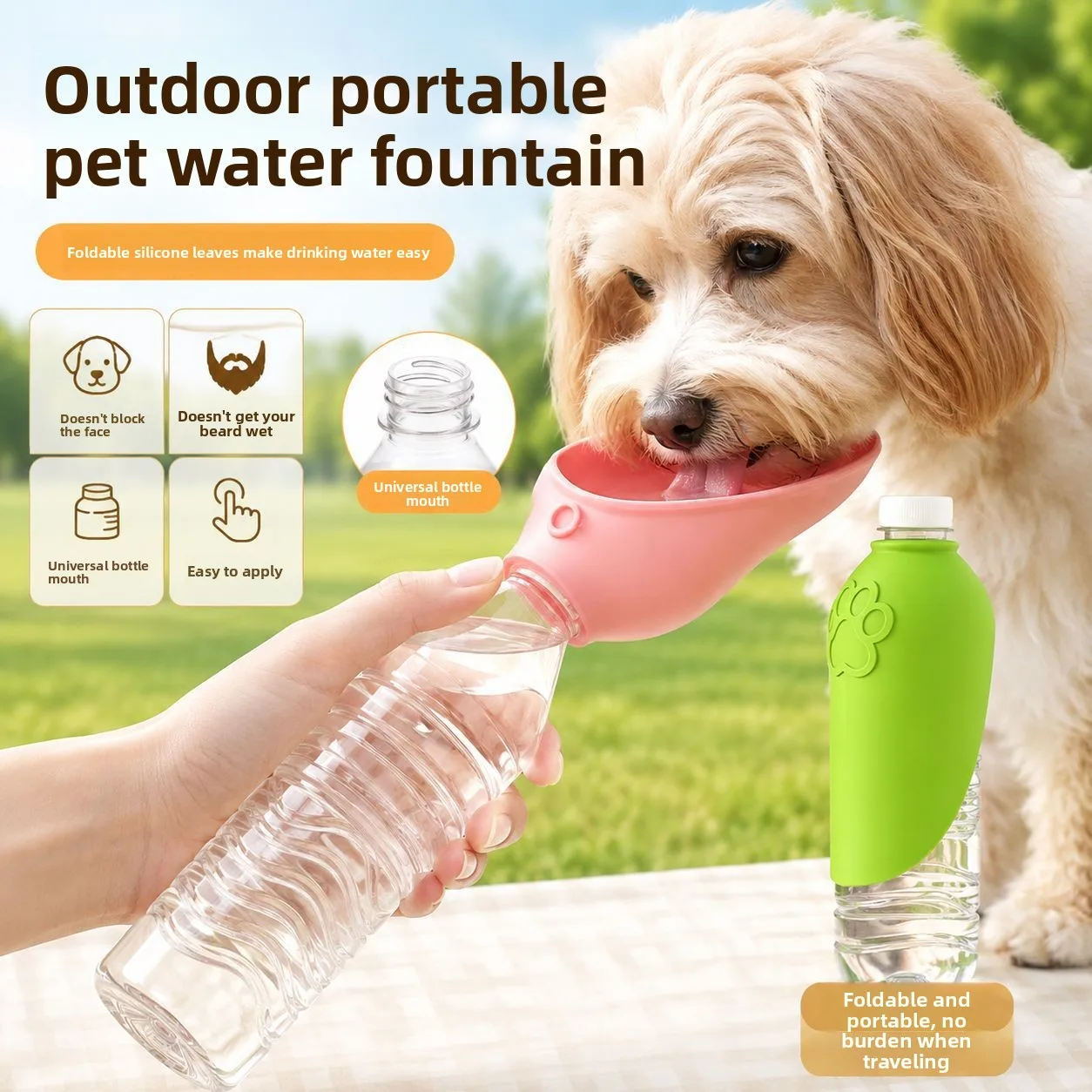 Portable Pet Outdoor Drinking Water Cup Dog Silicone Foldable Leaf Universal Bottle Mouth 1005012480827380