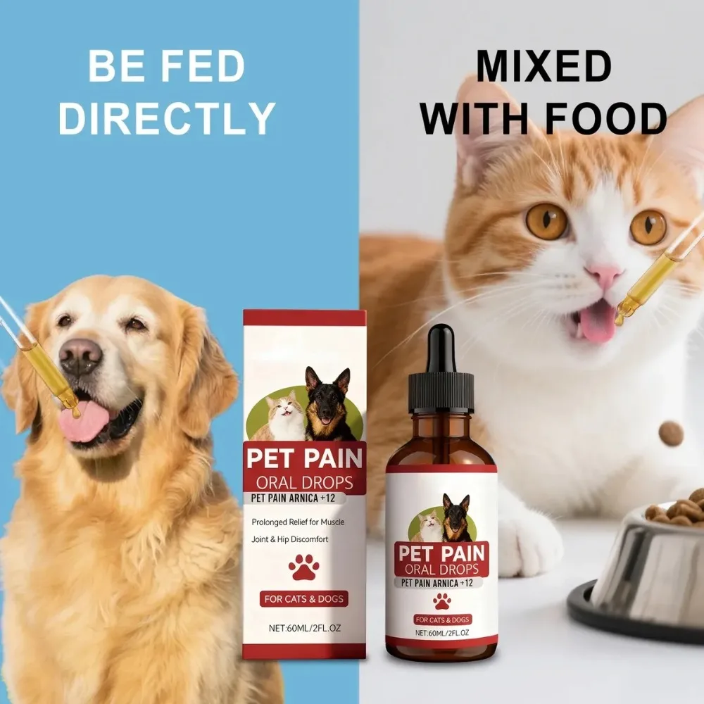 Pet Pain Oral Drop Relief Muscle Joint Hip Discomfort for Cats Dogs Herbal Soothing Daily Care (60ml) 1005012481739063