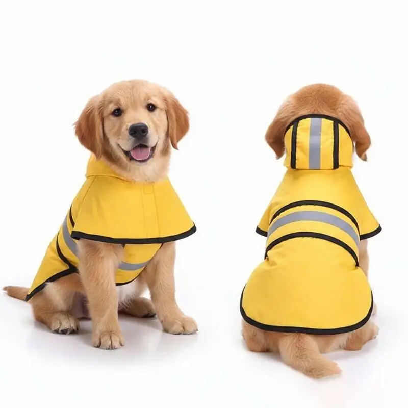 Dog Raincoat with Reflective Strip Hooded Puppy Waterproof Rain Jacket Lightweight Pet Rainwear 1005012481973008