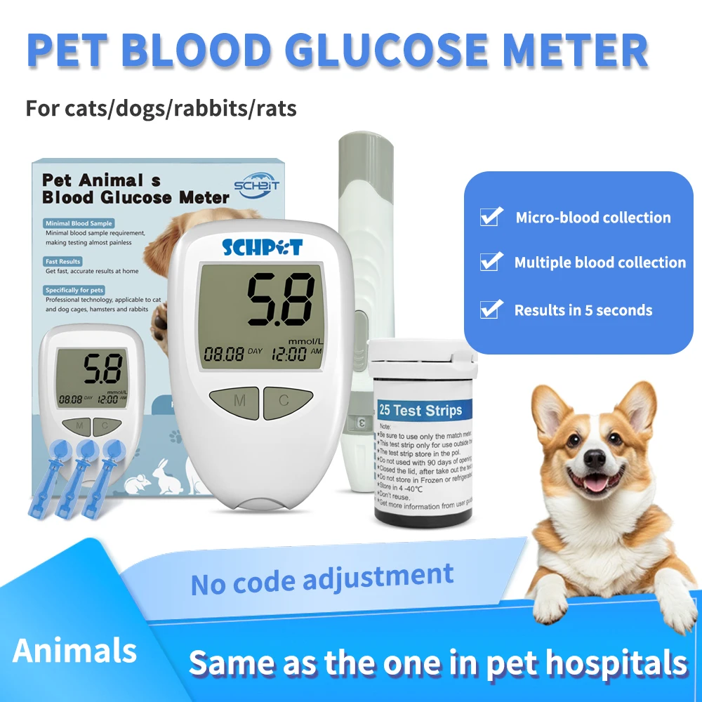 Schpet Pet Blood Sugar Meter with Original Eight-Electrode Technology Blood Glucose Monitoring 1005012482660485