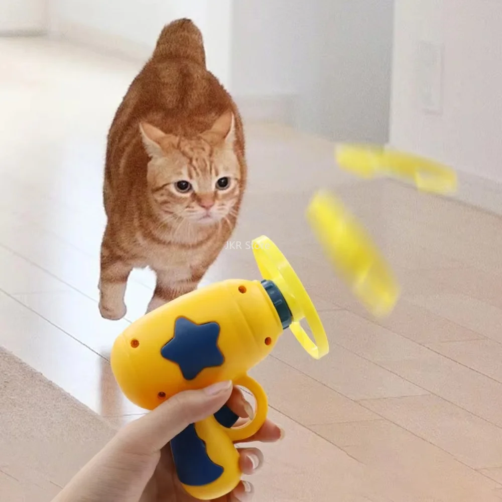 Mini Flying Disc Shooting Cat Toy Interactive Launcher for Kitten Chasing Training Indoor Exercise 1005012483204703