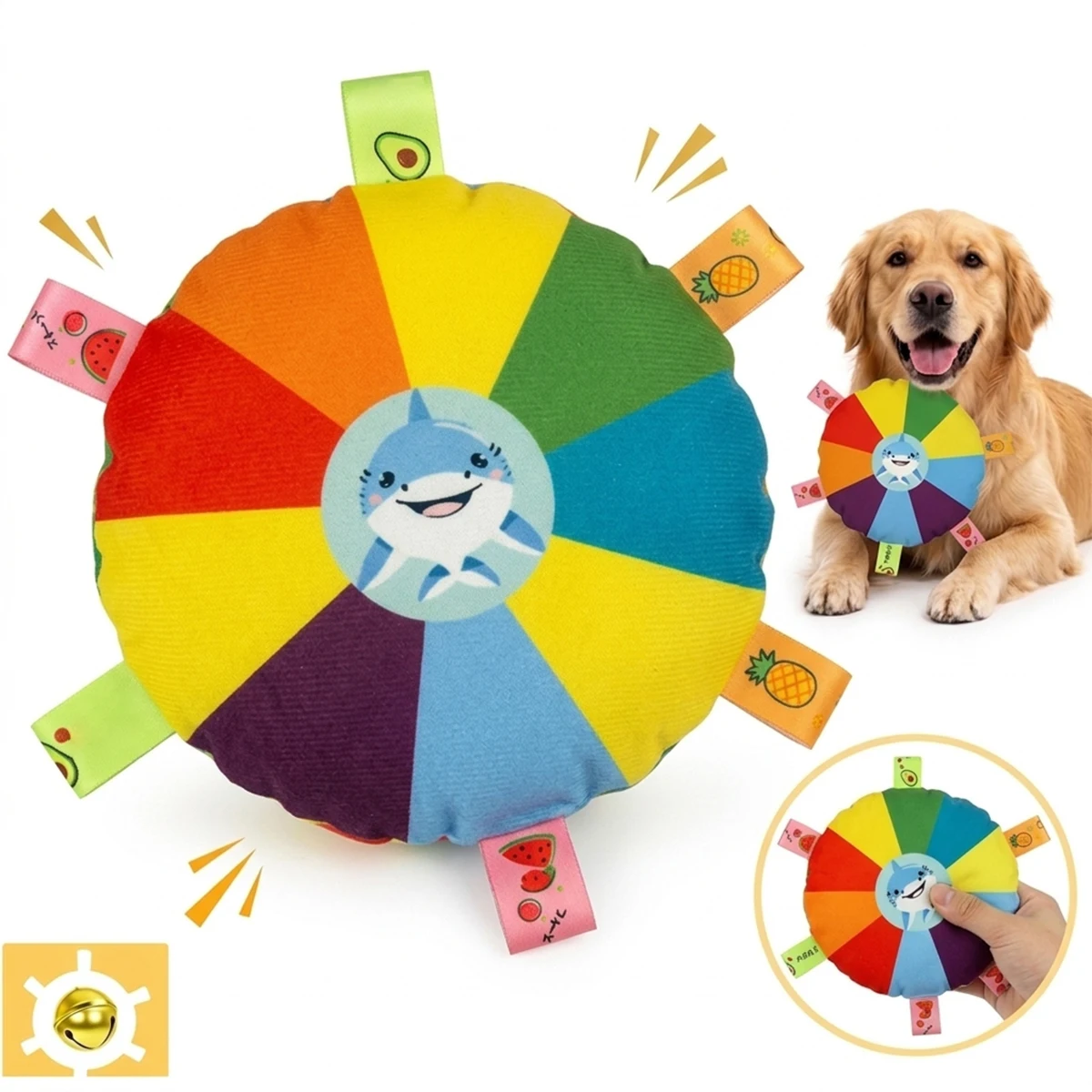 Dog Sounding Plush Toy Bell Cartoon Flying Toy Small Dog Teeth Grinding Toy Wear Resistant Bite 1005012483220490