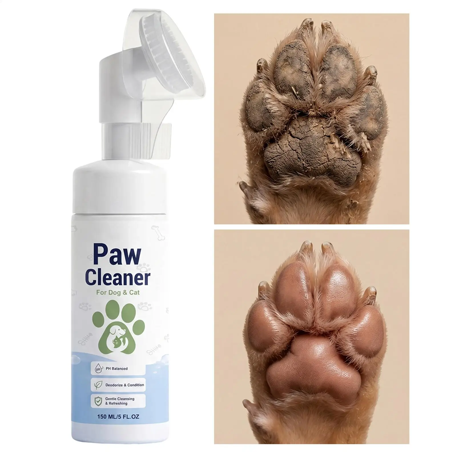 Paw Cleaner Foam Dog Claw Cleaner Cat Waterless Pet Shampoo with Dog Brush 1005012483912414