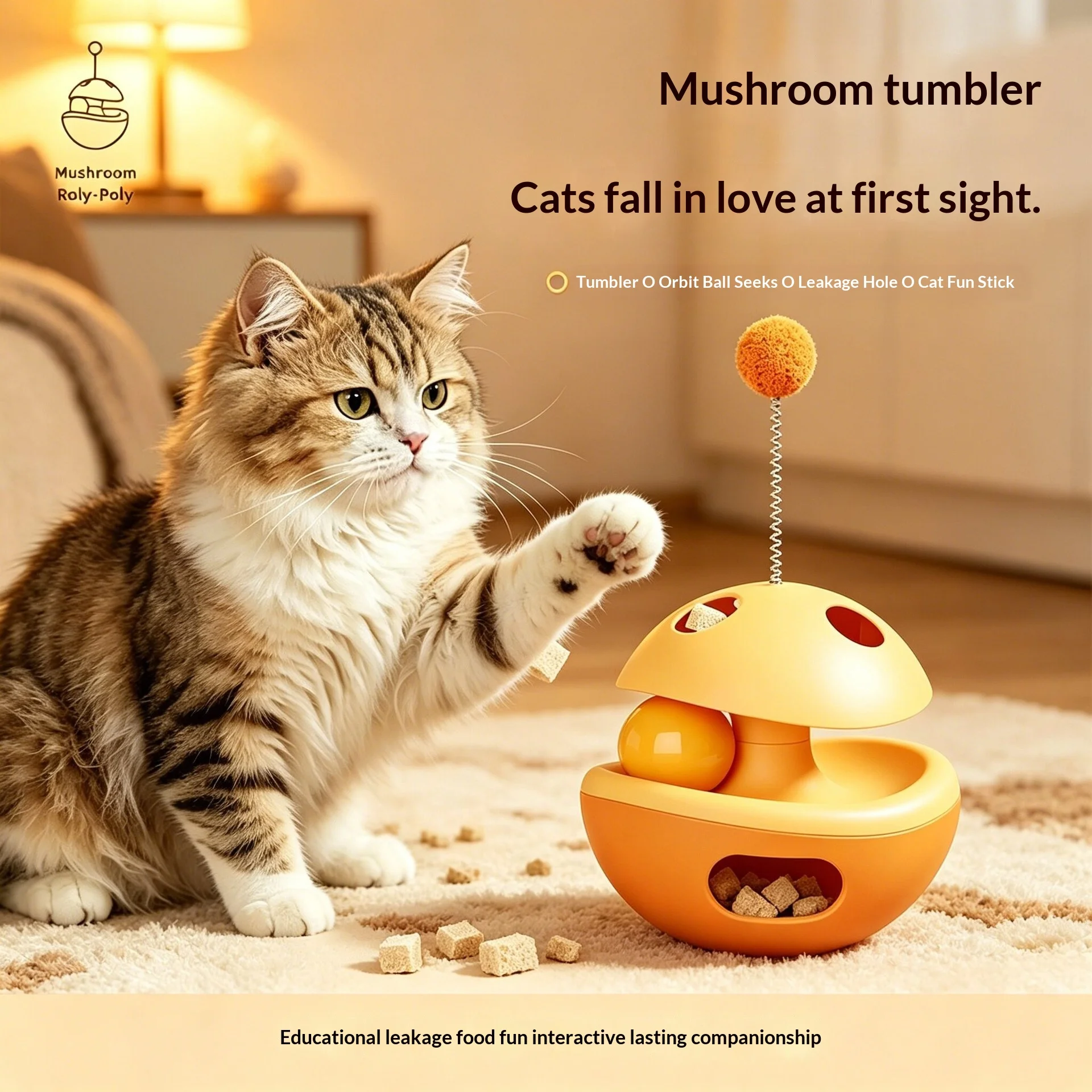 Cat Toy Mushroom Tumbler Feeder Slow Feeders Puzzle Self-Entertainment Relief Hair Ball Stick 1005012484952761