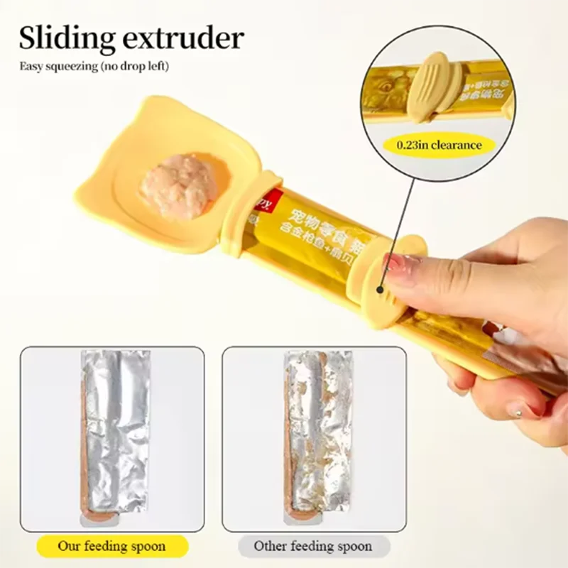 Cat Strip Feeder Spoon Long Handle Sliding Wet Food Dispenser Pet Meat Puree Squeeze Lickable Treat 1005012485186622