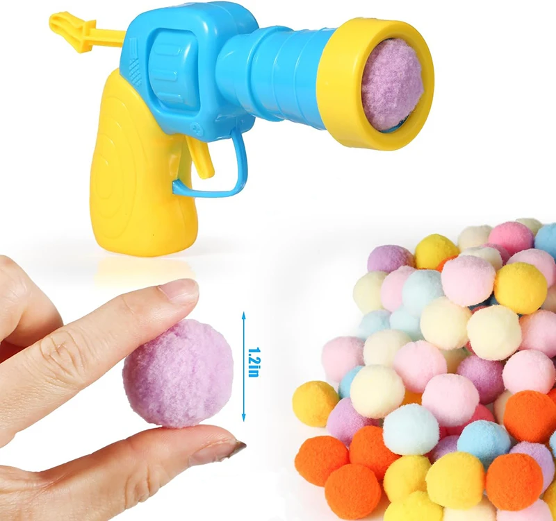 Cat Toy Interactive Launching Training Pet Kitten Creative Mini Shooting Gun Game Elastic Fur Ball 1005012485682733