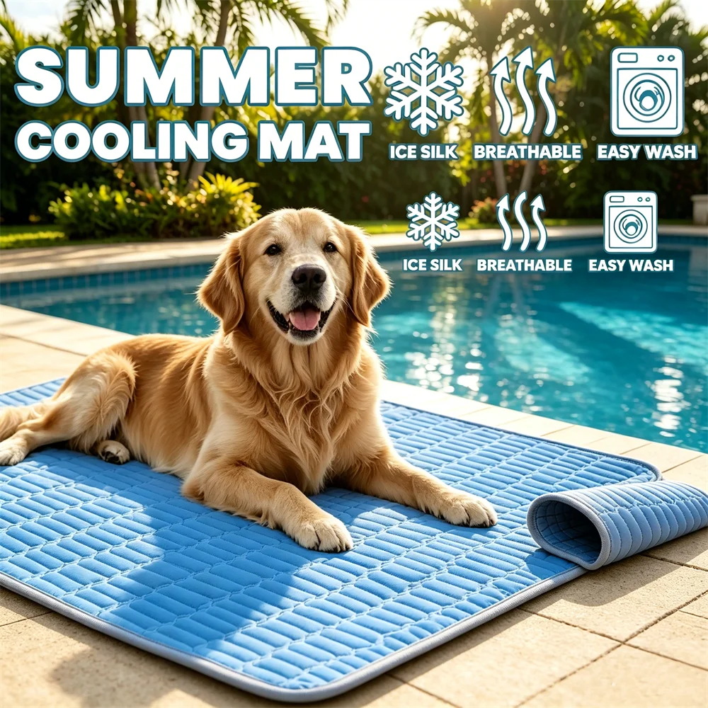Pet Cooling Pad Ceiling Washable and Anti Slip Bottom Large Dog Cooling Bed and Cat Ice Pad (1PC) 1005012486217778