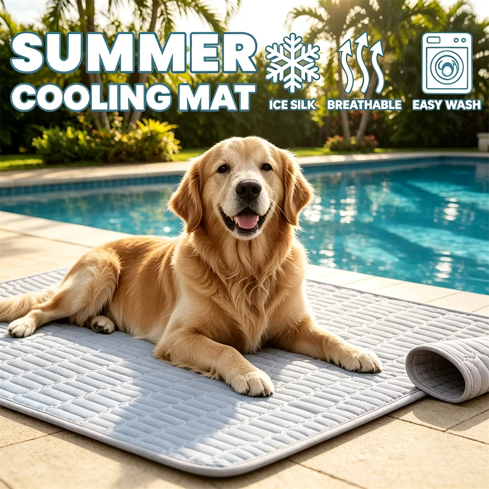 Summer Dog Cooling Mat Ice Slicky Fiber Fabric Universal Cooling Mat for Puppies (1pc) 1005012486401676