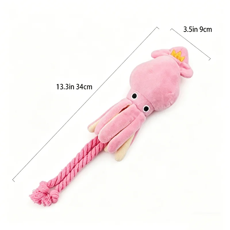 Squeaky Octopus Dog Toy Cotton Rope Interactive Chew Toy Boredom Relief Self Play Pet Toy for Small 1005012486515778