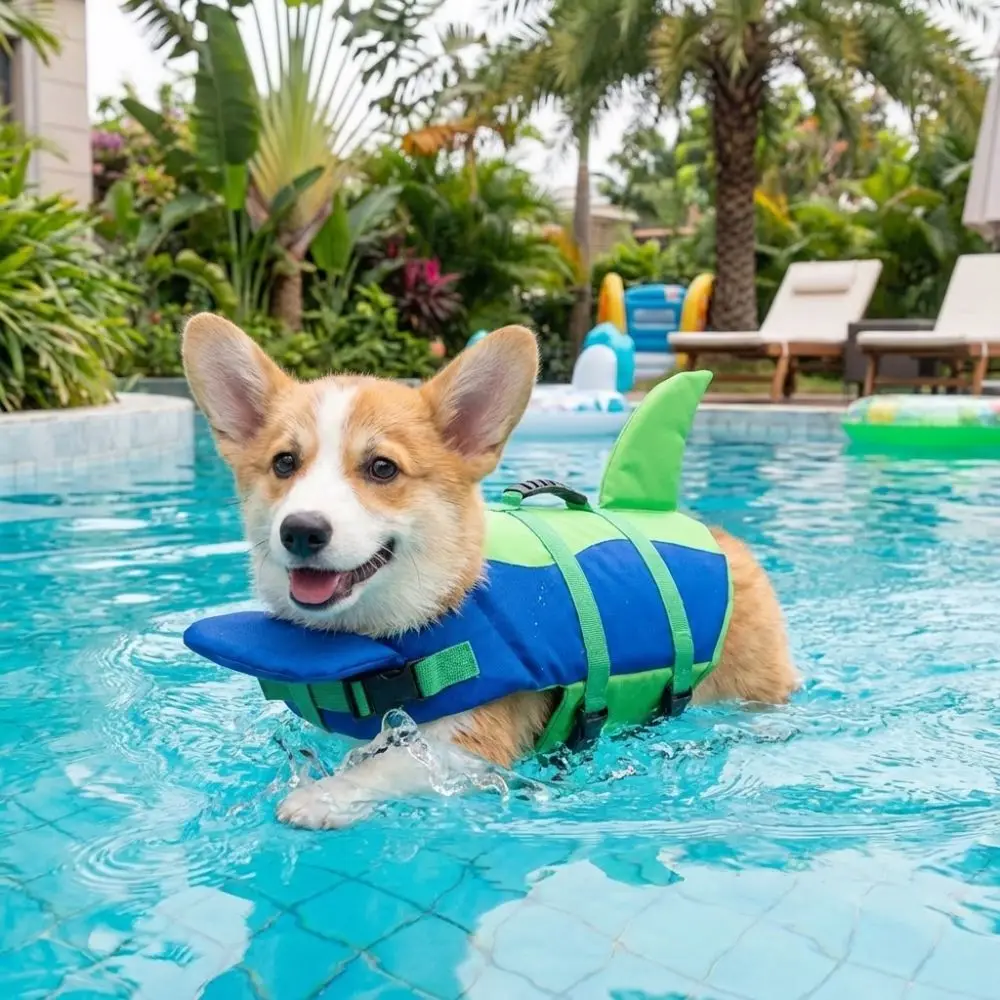 Shark Shape Dog Life Vest Adjustable Superior Buoyancy Pet Life Jacket Tear-Resistant High 1005012486988578