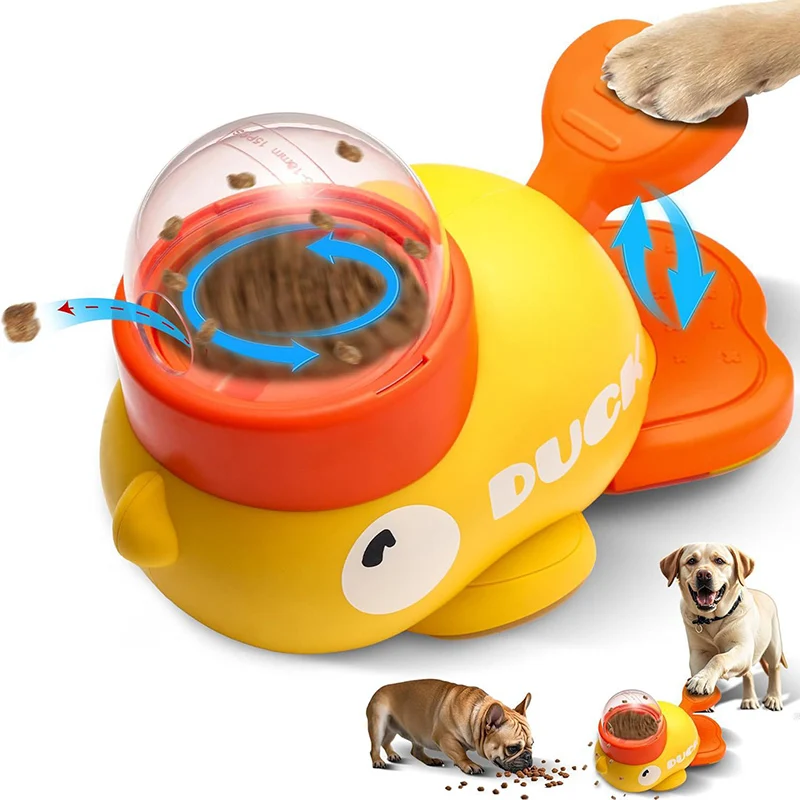 Yellow Duck-Shaped Interactive Cat Treat Dispenser Durable Plastic Dog Training Toy Educational 1005012487875166