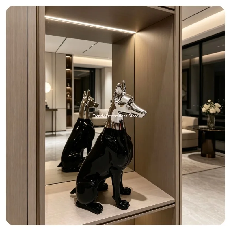 Modern Home Decor Dog Statue Animal Figurine Model Electroplating Color Figurine Resin Crafts 1005012487958839