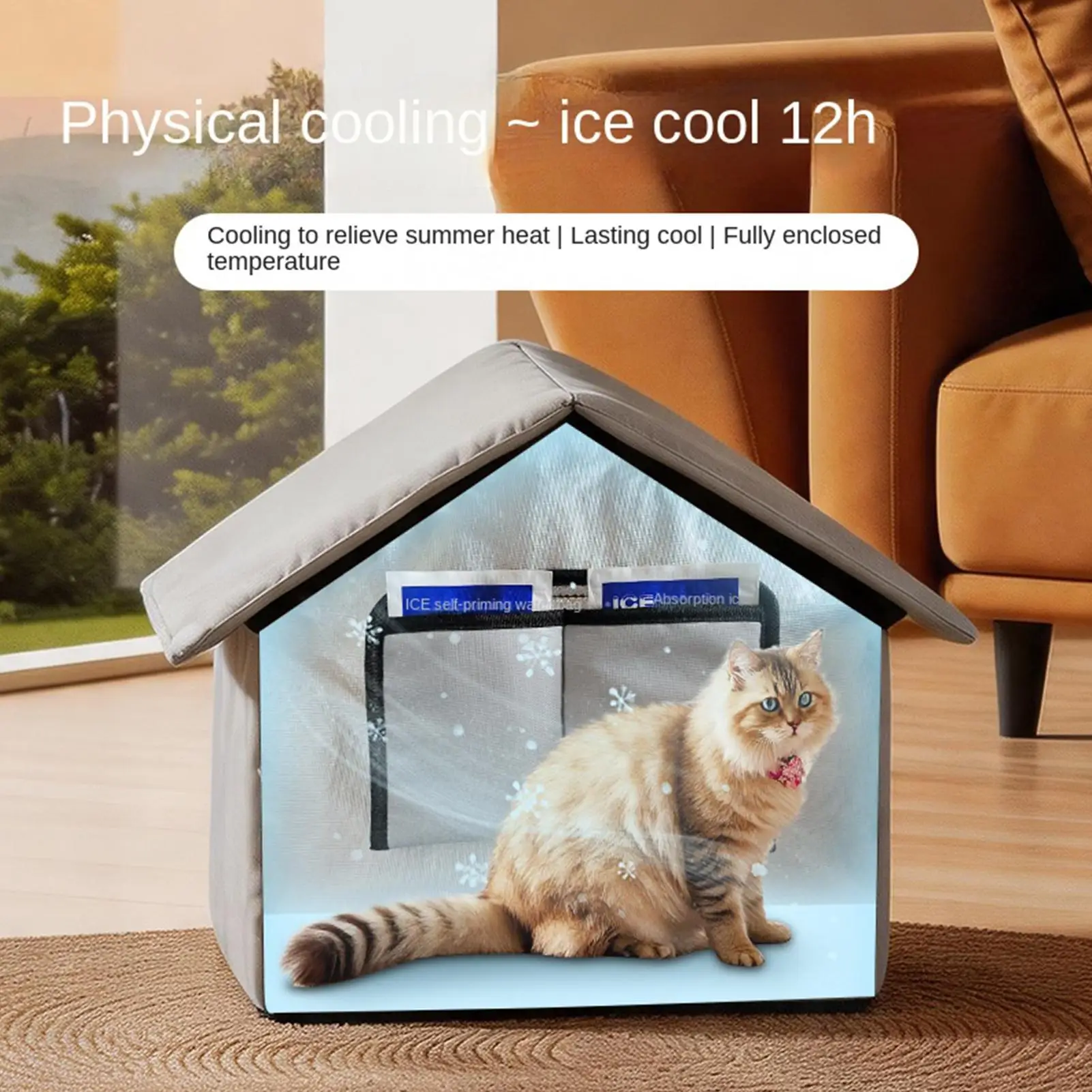 Cooling Cat House for Summer with 8 Ice Packs Waterproof Foldable Cave Dog Puppy Kitten 1005012488973533