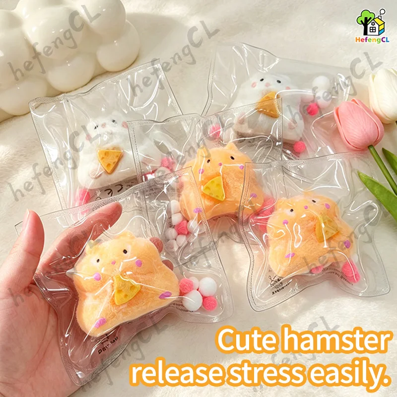 Hefengcl Hamster Eating Cheese Fidget Squishy TPR Soft Sensory Stress Relief Toy Office Classroom 1005012489710763