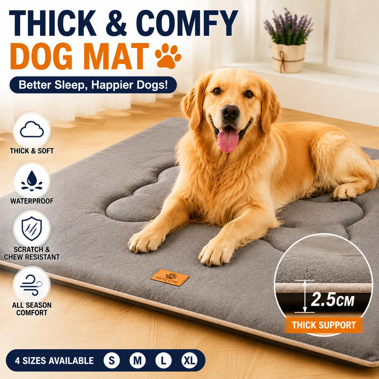 1680D Oxford Waterproof Dog Bed Pad Washable Reversible Pet Crate Mat Durable Non-Slip Dog Sleeping 1005012490229791