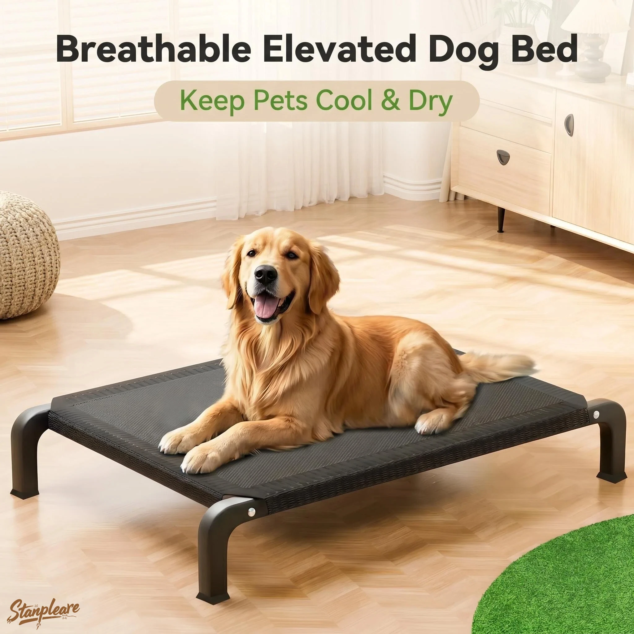 All Seasons Elevated Dog Bed Waterproof Breathable Mesh Raised Pet Cot Detachable Washable Steel 1005012490242083
