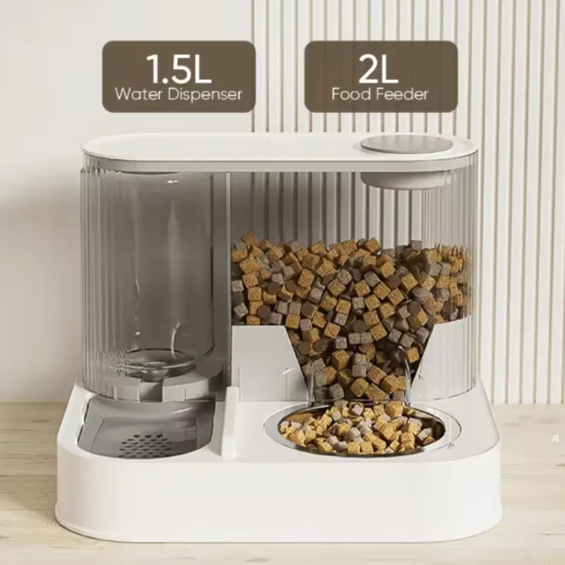 Automatic Pet Feeding Dish for Dogs and Cats Two-In-One Plastic Cat Bowl with Water Dispenser 1005012491720060
