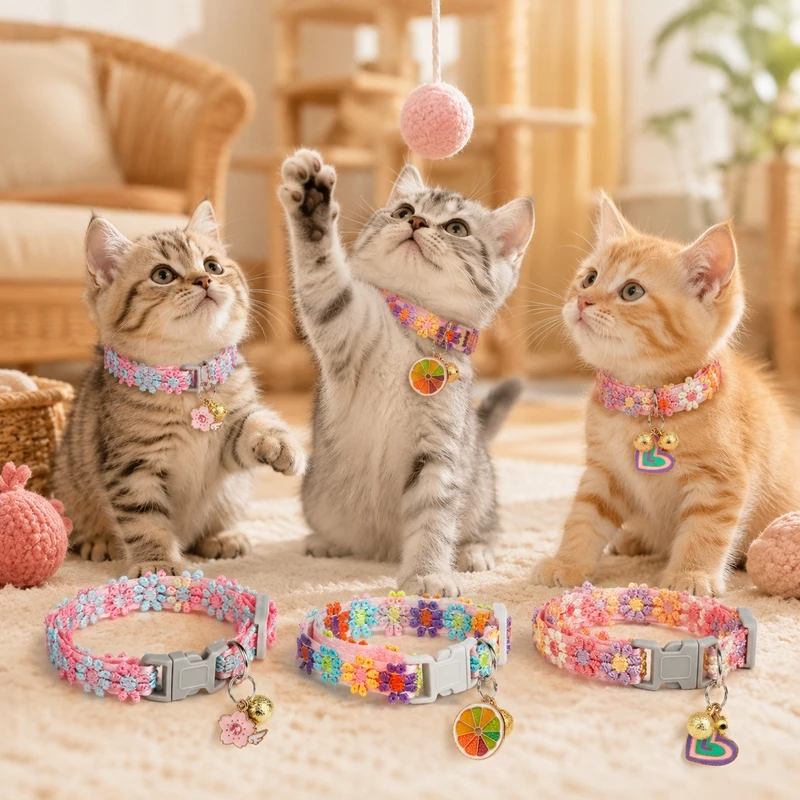 30cm Cat Collar Pet Accessoires Adjustable Length Collars for Cat Flower Cat Necklace Cat (20cm) 1005012491964101