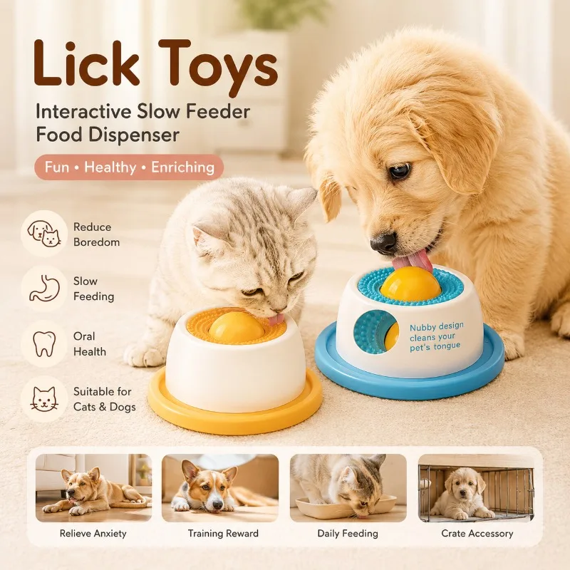 Interactive Dog Cat Lick Toy Slow Feeder Food Dispenser Bowl Tongue Cleaner Anxiety Relief Boredom 1005012493656796