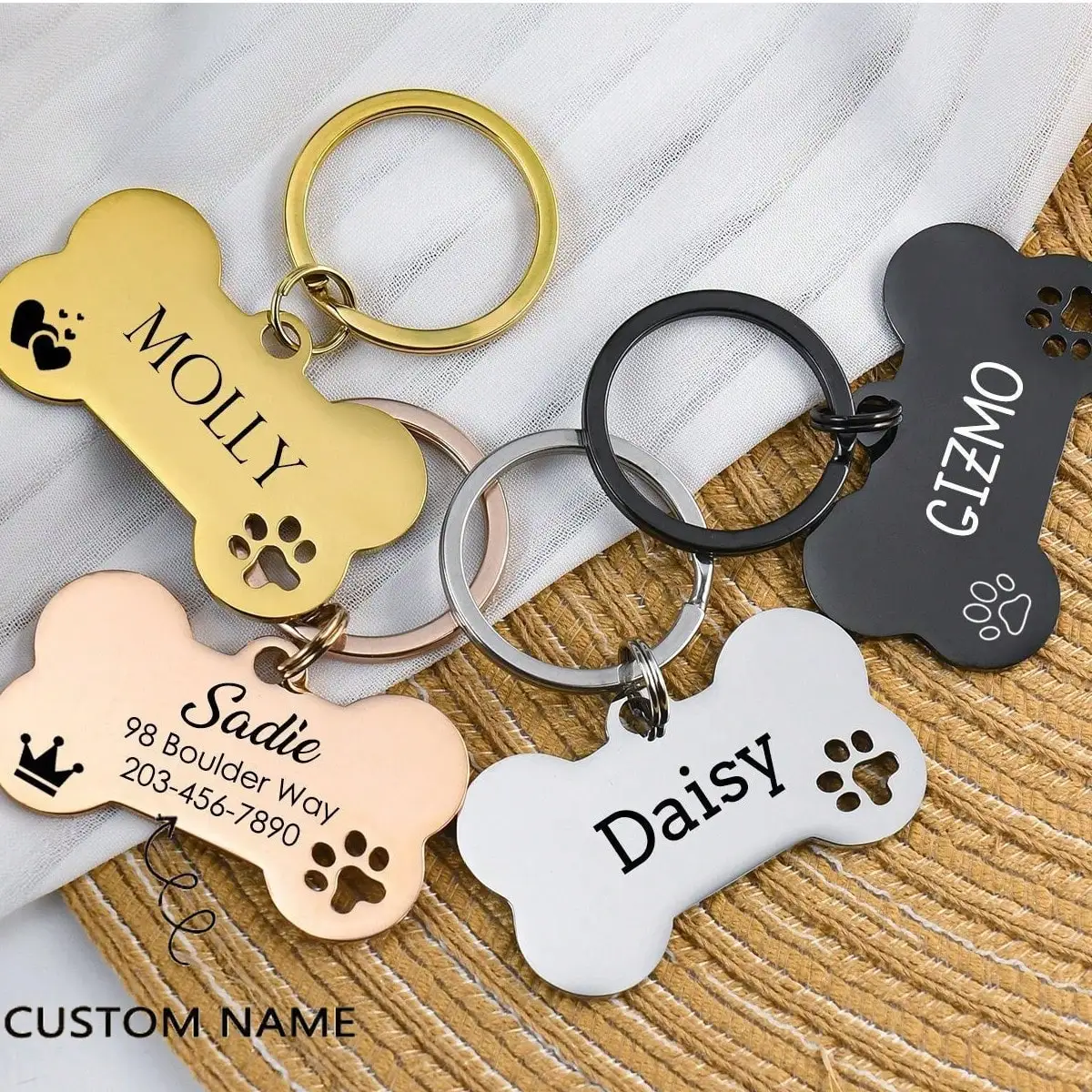 Laser Engraved Double Sided Dog Tag, Dog ID Tag, Dog Name Tag, Custom Dog Tag, Personalized Dog Tag 1005012494504970