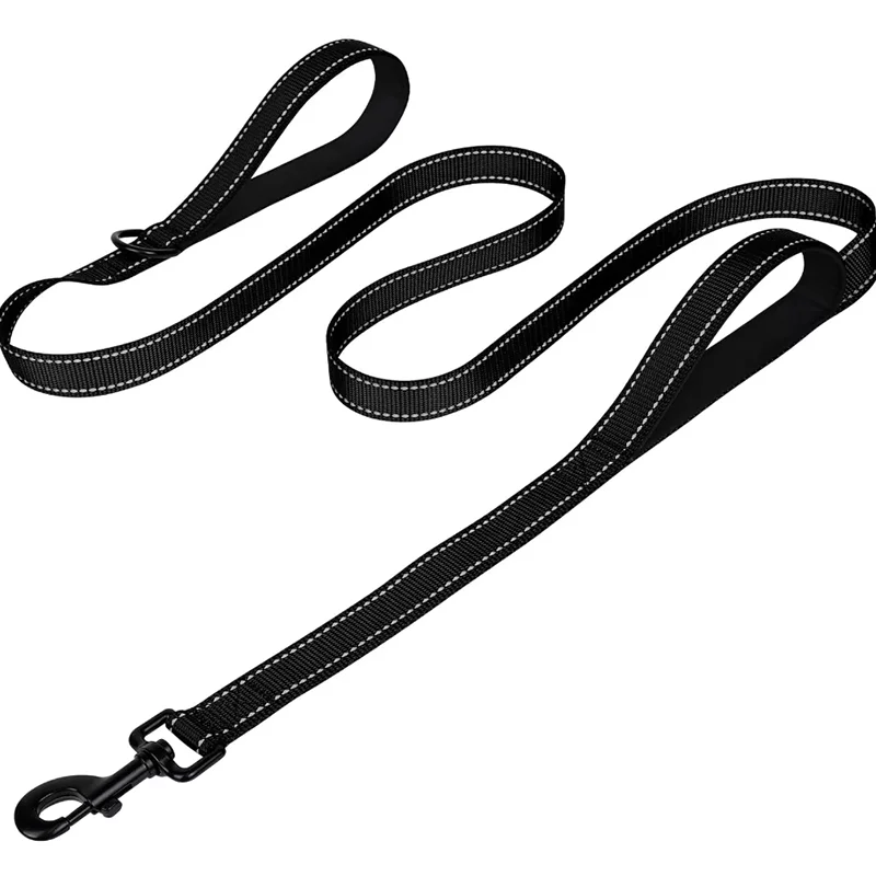 Heavy Duty Double Handle Dog Leash with Reflective Strips for Night Safety 1005012494786464
