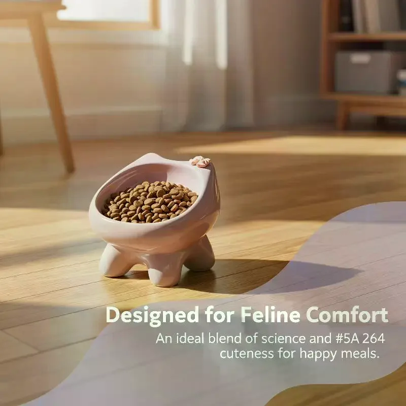 Pet Food Bowl 15-Degree Angle Cat to Protect the Cat's Neck and Prevent Pressure on Whiskers (1pcs) 1005012495690299