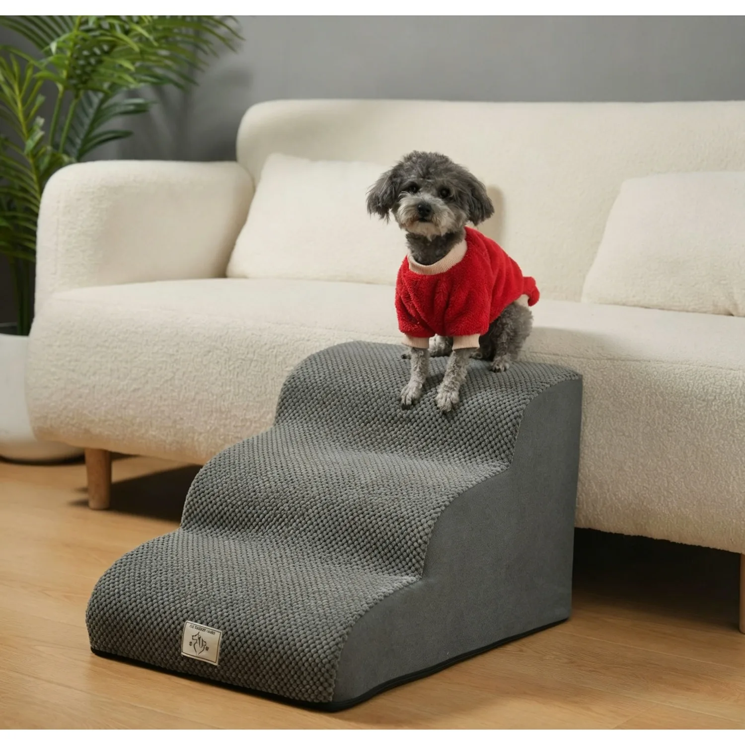 2/3 Step Pet Stairs, Non-Slip Washable Memory Foam Dog Cat Ramp for Couch Bed Access 1005012496246011