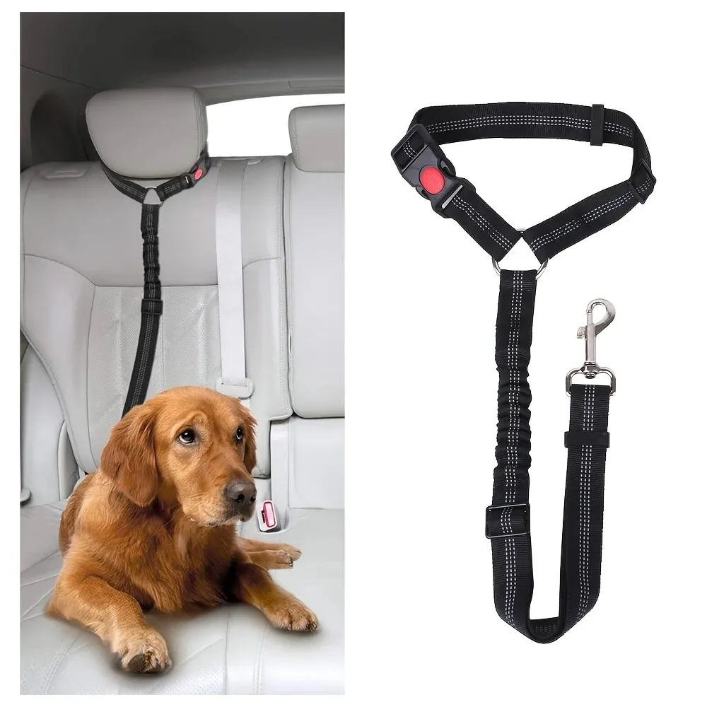 Pet Dog Cat Seat Belts, Car Headrest Restraint Adjustable Safety Leads Vehicle Seatbelt Harness (1pc) 1005012496866724