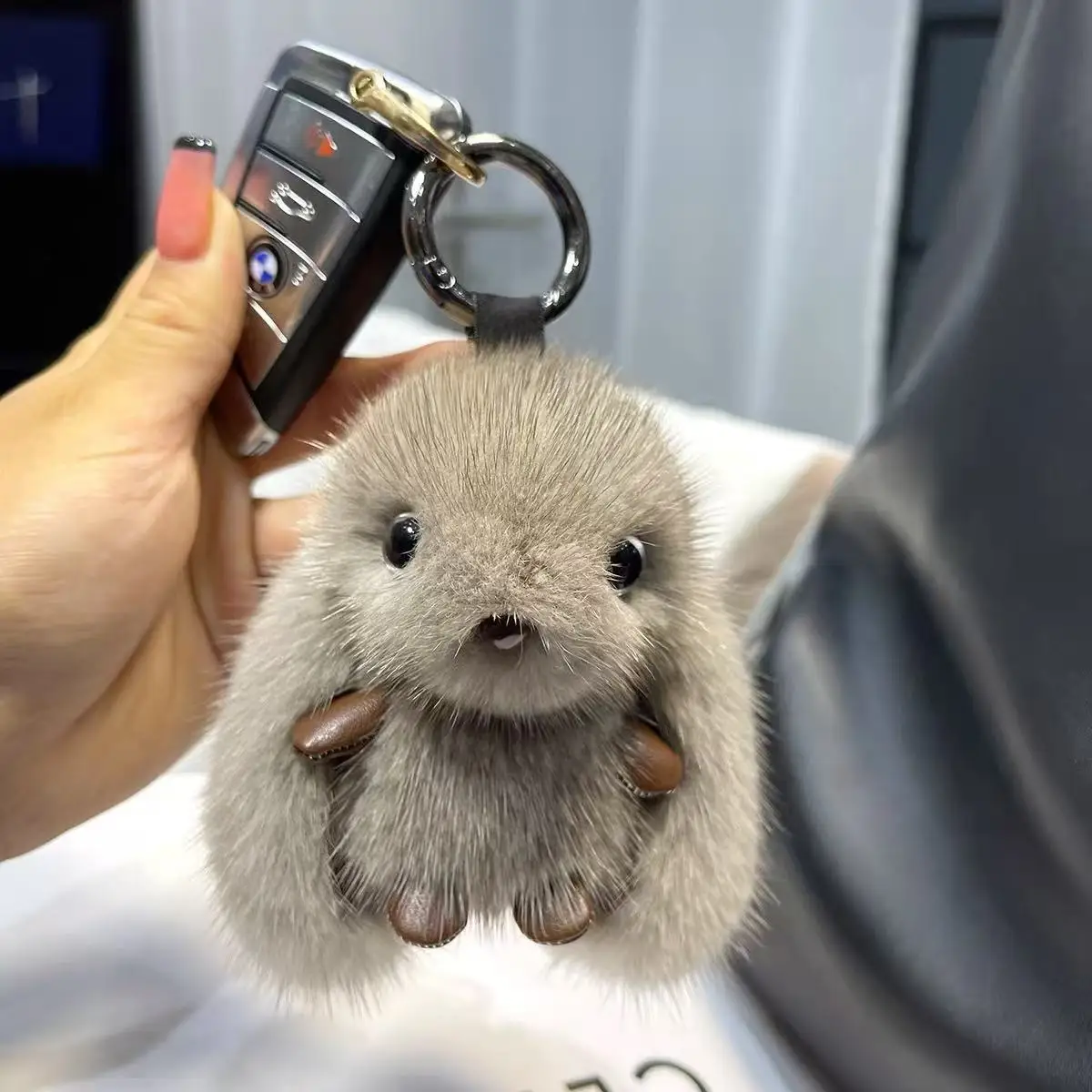 Bunny Stuffed Animal Plush Toy Rabbit Fur Keychain Fluffy Soft Fuzzy Accessories Furry Key Chain 1005012496993670