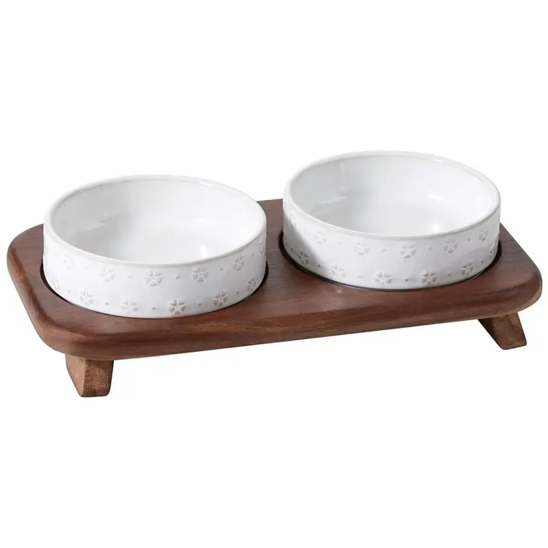 Bsevb-Cat Food Bowl Elevated Cat Bowls Pet & Water Set Friendly Elegant for Kitten, Cats, Puppy 1005012497336955