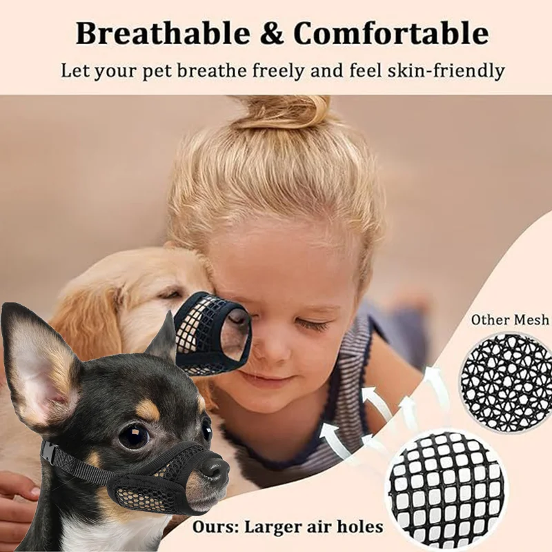 Mesh Muzzle for Short Snout and Small Medium Dogs Anti-Biting 1005012497941031