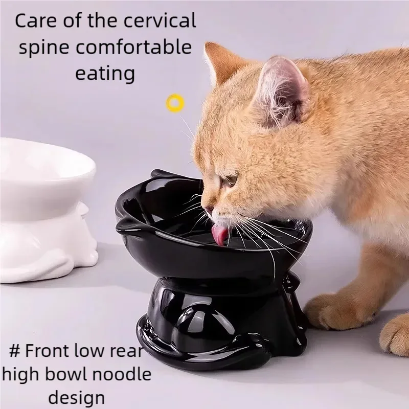 Washable Plastic Cat Bowl Cute Diagonal Big Feet Design Protect Cervical Spine Pet Drinking Bowl 1005012498975870