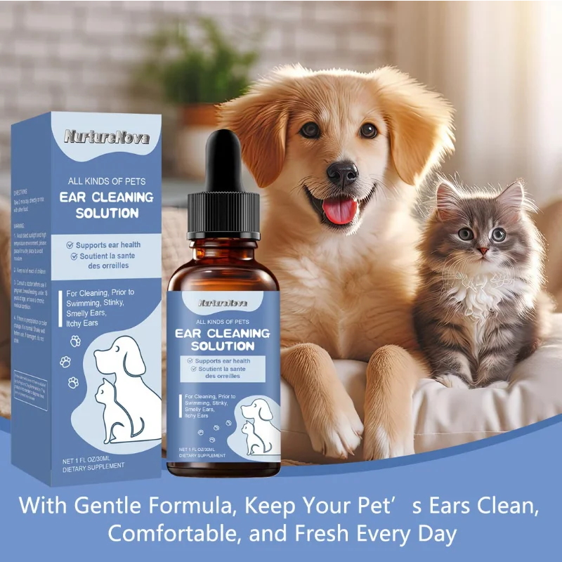 Pet Ear Cleaning Solution Drops Gentle Mild Formula Remove Wax Odor Soothe Itchy Ears for Dogs Cats 1005012499245835