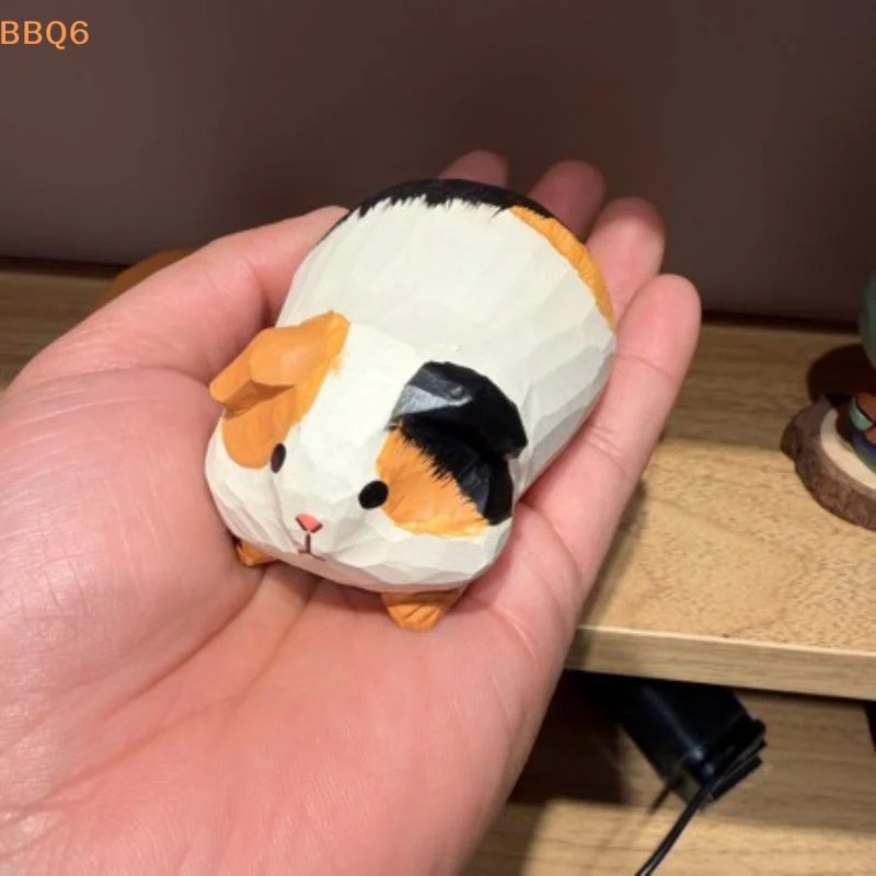 Hand Carved Decorative Wooden Guinea Pig Figurine Sculpture Cute Cavy Statue Ornament Shelf (1Pcs) 1005012500250864