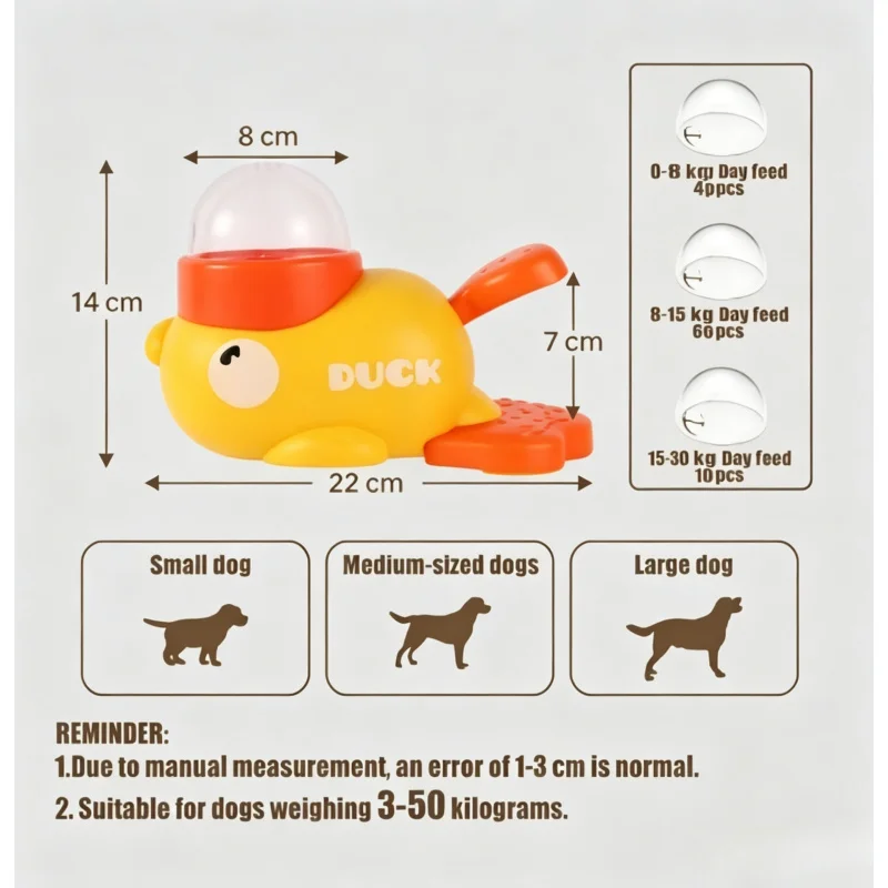 Press Type Pet Treat Dispenser Cute Yellow Duck Shaped Interactive Slow Feeder Training Toy for Cat 1005012500477550