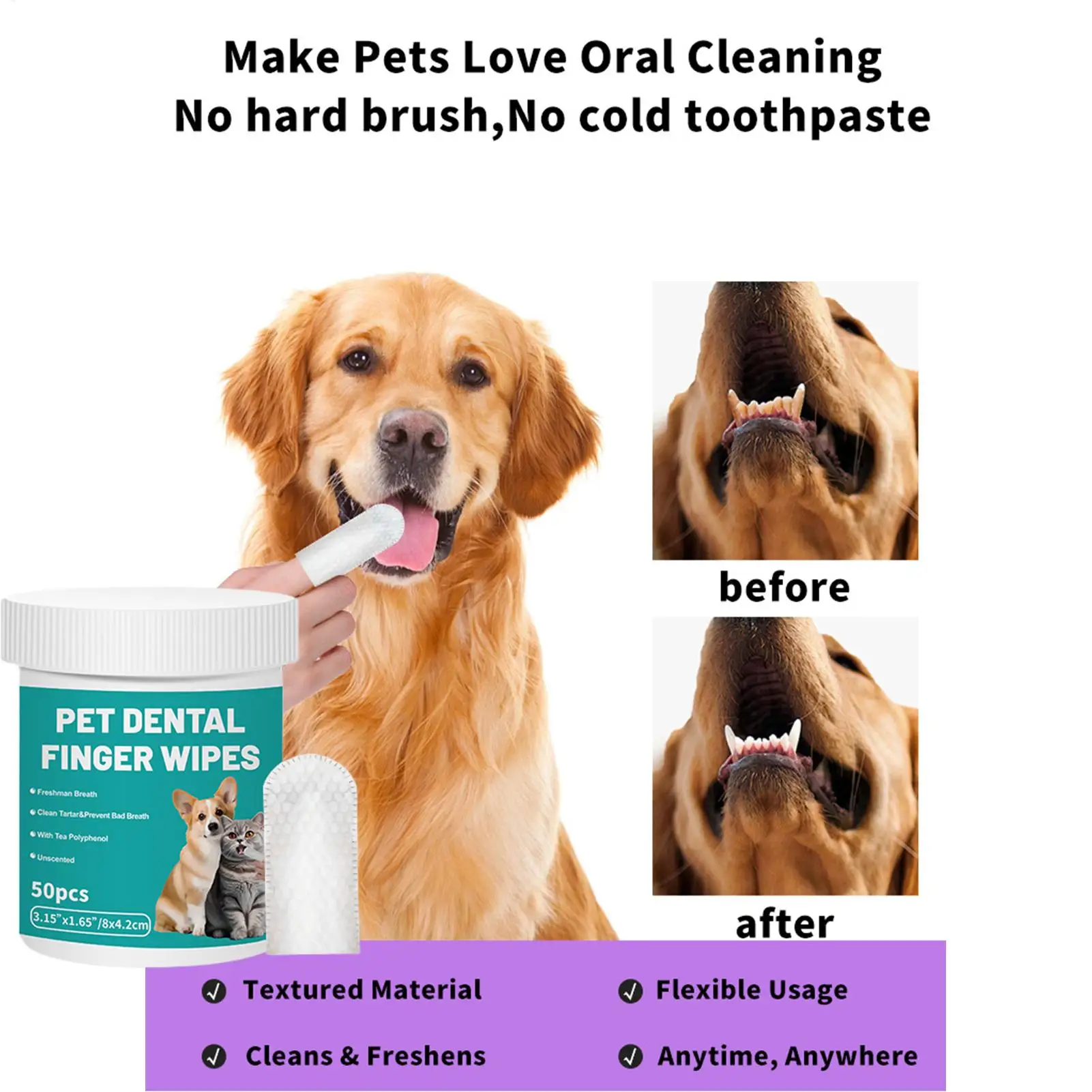 Pet Disposable Cleaning Wipes Dog Teeth Cleaning Finger Wipes Gentle and Pollution-Free Cleaning 1005012503292316
