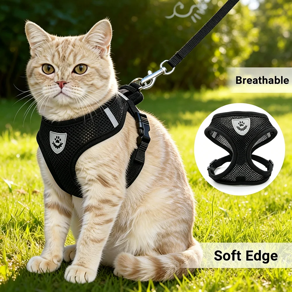 Adjustable Cat Dog Harness Leash Set Reflective Escape Proof Mesh Vest Puppy Kitten Chest Strap Pet 1005012503384804