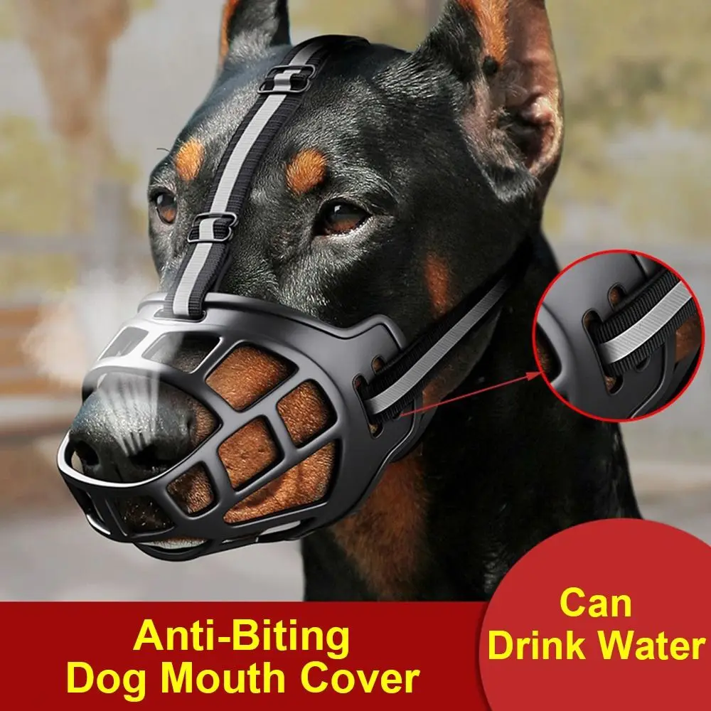 Anti-Biting Adjustable Dog Muzzle Can Drink Water with Reflective Strip Dog Mouth Cover Plastic 1005012503810077