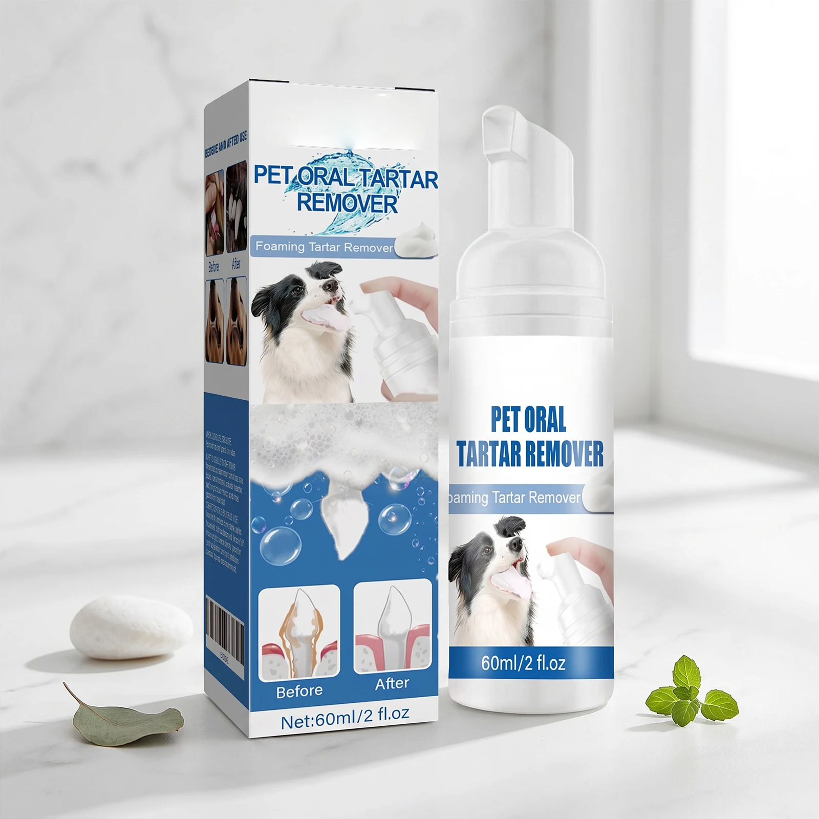 Pet Oral Tartar Remover Spray Eliminate Bad Breath Dogs and Cats Cleanse Foams Dental Dirt (60ml) 1005012504554647