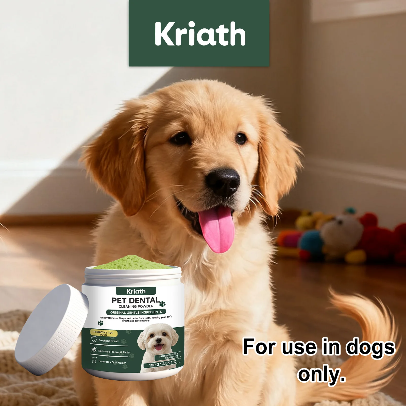 Kriath Pet Dental Powder for Dogs Cats Fresh Breath Plaque Tartar Reduction Oral Health Care 1005012506141600