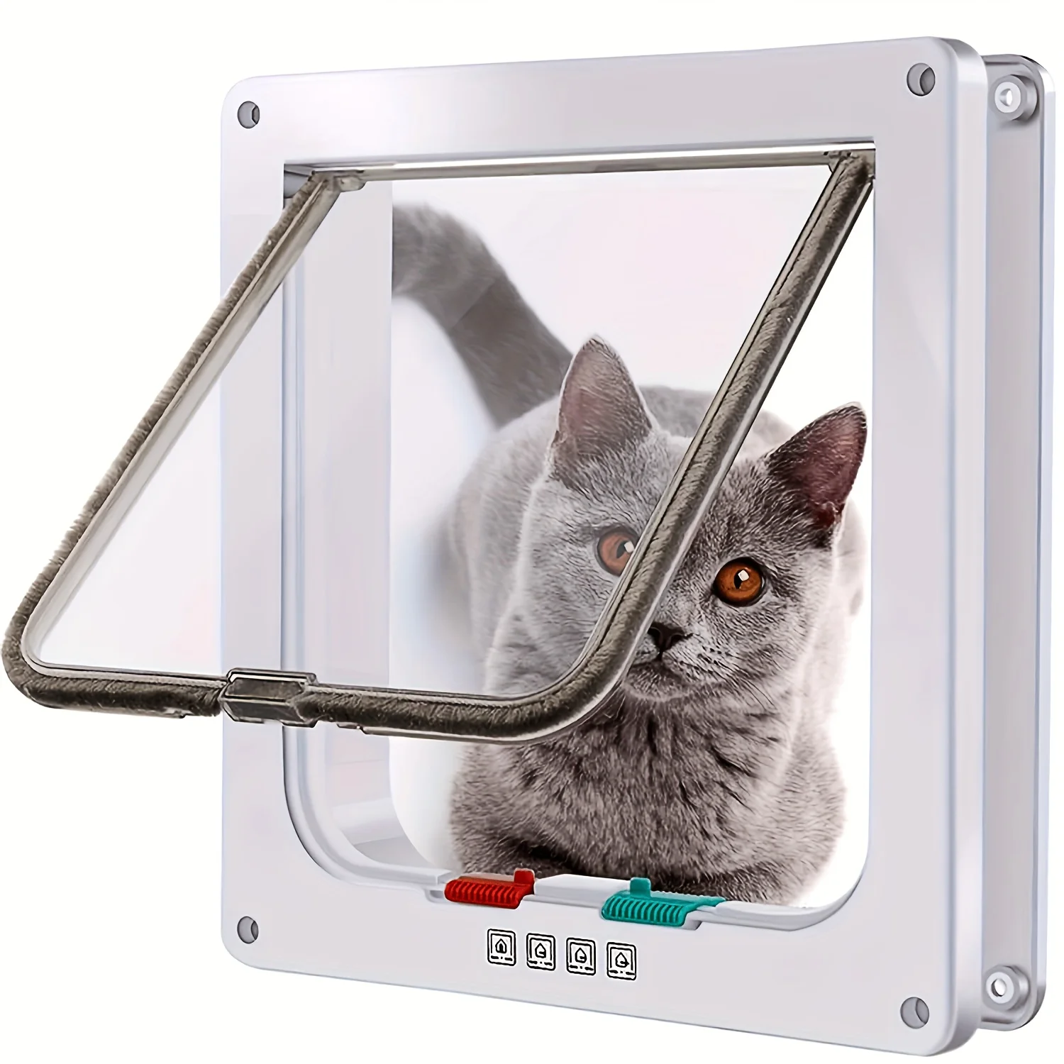DIY Installation 4-Way Locking Cat Door Pet Flap Entry with 3 Sizes for Cats Small Dogs 1005012506469693